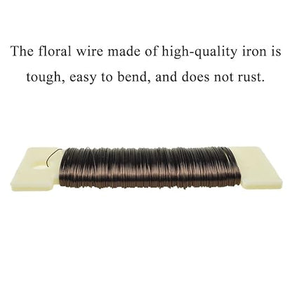 HAHIYO 26Gauge Coffee Color Metal Floral Wire - 1 Roll, 38 Yards (115 Feet) - Flexible Paddle Wire for Craft, Christmas Wreath, Flower Arrangement, Bouquet Wrapping, Wedding, DIY