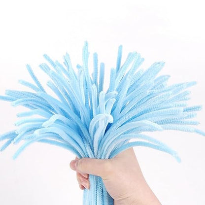 300 Pieces Pipe Cleaners Chenille Stem, 3 Pastel Candy Color Pipe Cleaners Set for Pipe Cleaners DIY Arts Crafts Decorations, Chenille Stems Pipe Cleaners (Blue)