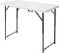 4ft Folding Table, Portable Fold-in-Half Adjustable Height Utility Table for Indoor/Outdoor Use, Durable HDPE & Steel, Stable & Lightweight, Multi-Purpose, White