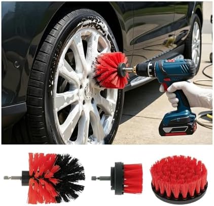3PCS Car Drill Brush Attachment Set, Vehicle Power Scrub Drill Cleaning Brush by BCOWPV