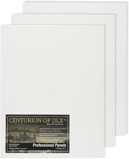 Centurion Deluxe Professional Oil Primed Linen Canvas Panels - 14x18-3 Pack of Linen Canvases for Painting, Artwork and More