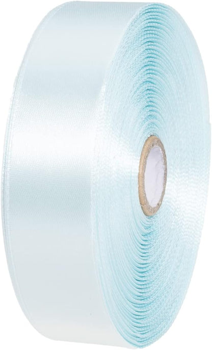 1 Inch Light Blue Solid Satin Ribbon, 50 Yards Craft Fabric Ribbon for Gift Wrapping Floral Bouquets Wedding Party Decoration