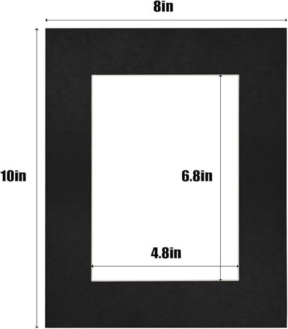 Egofine 8x10 Black Picture Mats Pack of 11, Frame Mattes for 5x7 Pictures, Acid Free, 1.2mm Thickness, with Core Bevel Cut