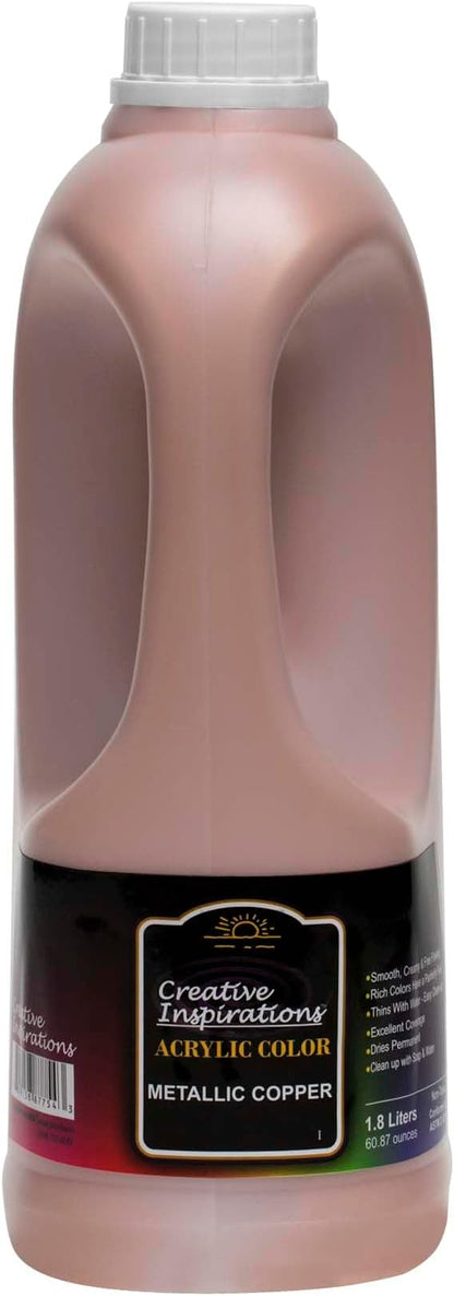 Creative Inspirations Acrylic Paint - Metallic Copper - 1.8 Liter - Smooth & Creamy Consistency, Vibrant Pigmentation, Great Coverage for Artists - Clean Up with Soap & Water