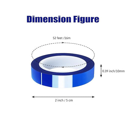 4 Rolls 10mm x16m(52FT) Blue Heat Tape High Temperature Heat Resistant Tape Heat Transfer Tape for Heat Sublimation Press Vinyl,No Residue
