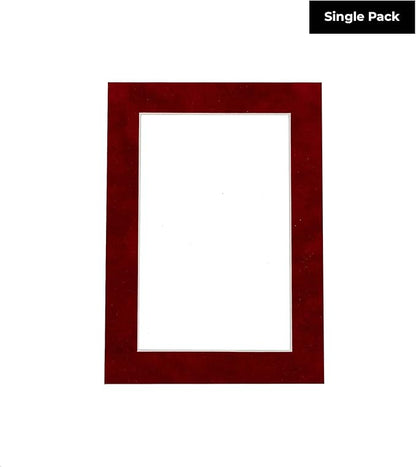 Poster Palooza 8x10 Mat Bevel Cut for 6x8 Photos - Acid Free Bright Red Suede Precut Matboard - for Pictures, Photos, Framing - 4-ply Thickness