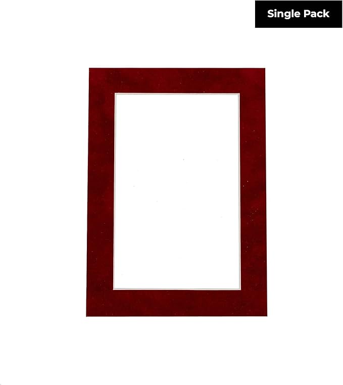 11x14 Mat Bevel Cut for 8.5x11 Photos - Acid Free Bright Red Suede Precut Matboard With Backing Board and Crystal Clear, Self Seal Mat Bag - For Pictures, Framing - 4-ply Thickness