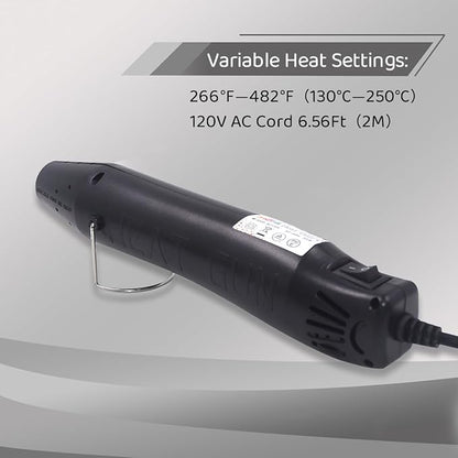mofa Resin Heat gun,6.6ft Cable 300W Hot Air Gun for Crafting,Acrylic Paint Dryer Multi-Purpose Electric Heating Nozzle (Black Temp Regulation)