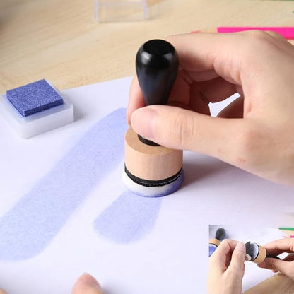 129PCS Mini Ink Blending Tool Set ,Include 3PCS Mini Ink Blending Tools and 86PCS Replacement Foam Pads Drawing Distressing Blending,40PCS Medium-Grit Sandpaper Sanding Disks for sanding & distressing