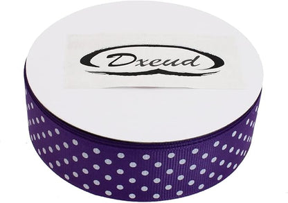 Polka Dot Grosgrain Ribbon 25 Yard Each Roll 100% Polyester (1", Purple)