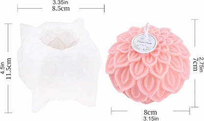 Nasturtium Ball Candle Silicone Mold Lotus Petal Flower Soap Mold for Fondant,Chocolate,Candy, Bath Bomb,Epoxy Resin,Plaster, Polymer Clay