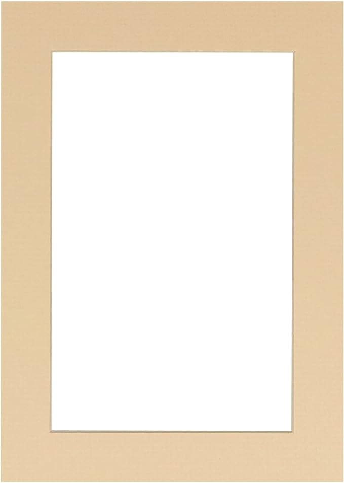8x10 Mat Bevel Cut for 6x8 Photos - Acid Free Beige Precut Matboard with Backing Board and Crystal Clear, Self Seal Photo Mat Bag - for Pictures, Photos, Framing - 4-ply Thickness