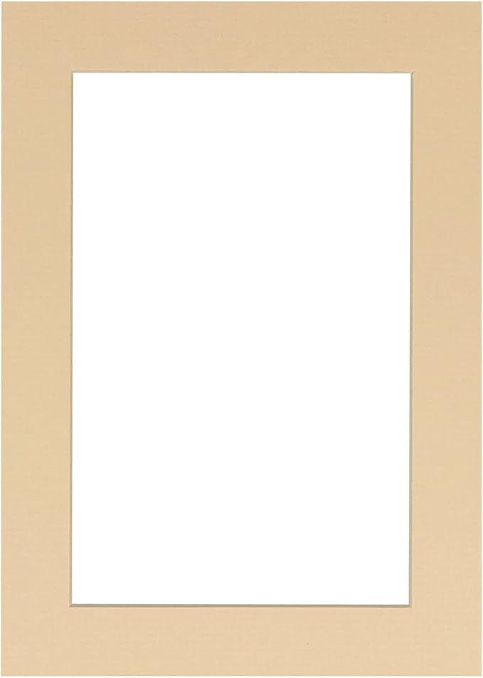 Poster Palooza 8x10 Mat Bevel Cut for 6x8 Photos - Acid Free Beige Precut Matboard - For Pictures, Photos, Framing - 4-ply Thickness