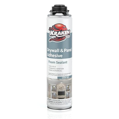 KRAKEN BOND Drywall & Panel Adhesive Foam - (1x24oz) Heavy-Duty, Fast-Curing Construction Adhesive for Concrete, Wood, and Heat Insulation Applications - 1 Pack