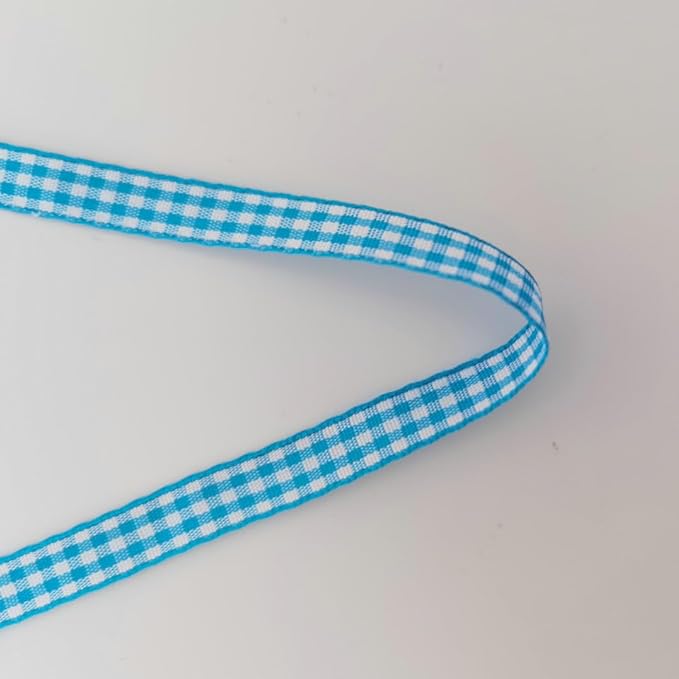 Micomon Vivid Blue and White Woven Edge Plaid Ribbon 100% Polyester Gingham Ribbon 25 Yards Each Roll (3/8",Vivid Blue)