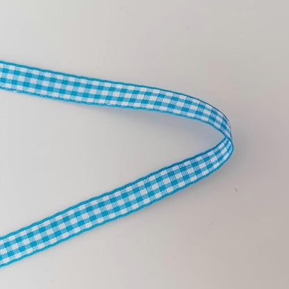 Micomon Vivid Blue and White Woven Edge Plaid Ribbon 100% Polyester Gingham Ribbon 25 Yards Each Roll (3/8",Vivid Blue)