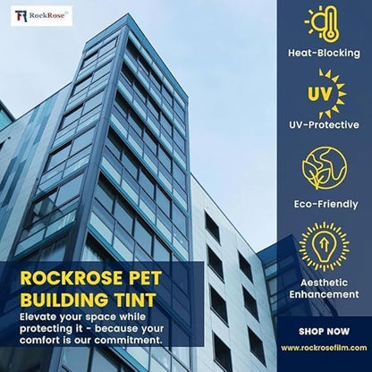 Rockrose Professional Window Tint for Home – One Way Privacy Window Film for Home Offices Heat Blocker Reflective Adhesive Mirror Tint with 99% UV Block – Black-Silver 12in x 100FT