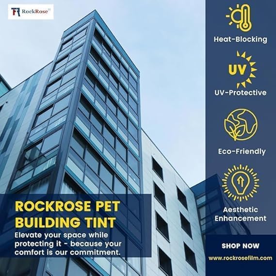 Rockrose Professional Blackout Window Tint for Home – Sun Blocking Privacy Film for Home Offices Room Darkening Heat Blocker with 99% UV Protection – Total Blackout 48in x 100FT