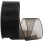 Ribbon Bazaar Sheer Organza Wired Ribbon - 100% Polyester Wire Edged Ribbon for Floral Decor, Table Arrangements, Apparel Embellishment & More - 2-1/2" Brown 50yd