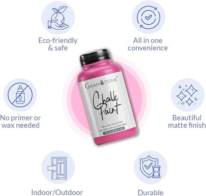 GRANOTONE Chalk Paint for Furniture | Matt-Finish Water-Based Acrylic Paint for Wood, Walls, Metal, Glass, Paper, Fabric Canvas | Maximum Coverage Chalk Paint for Kids & Adults, 500 Ml (AP GREEN)