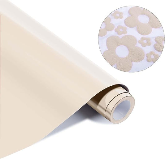 HTVRONT Puff Vinyl Heat Transfer -10" x 6ft Beige 3D Puff Heat Transfer Vinyl Foaming Colorful Puffy Iron on Vinyl for T-Shirt- Cream Puff Htv Vinyl for Compatible with Cricut Cutting Machine