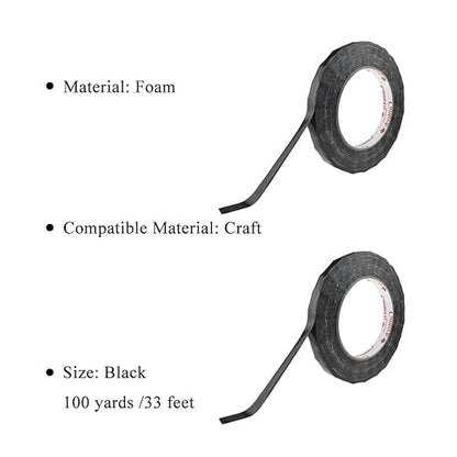 HAHIYO Black 0.5Inch Wide Floral Tape Waterproof Florist Tape Flower Wrap Adhesive Waterproof Decorative Tape for Bouquet Stem Wrapping Flower Arranging and Floral Craft, 2Rolls 200Feet/66Yard Total