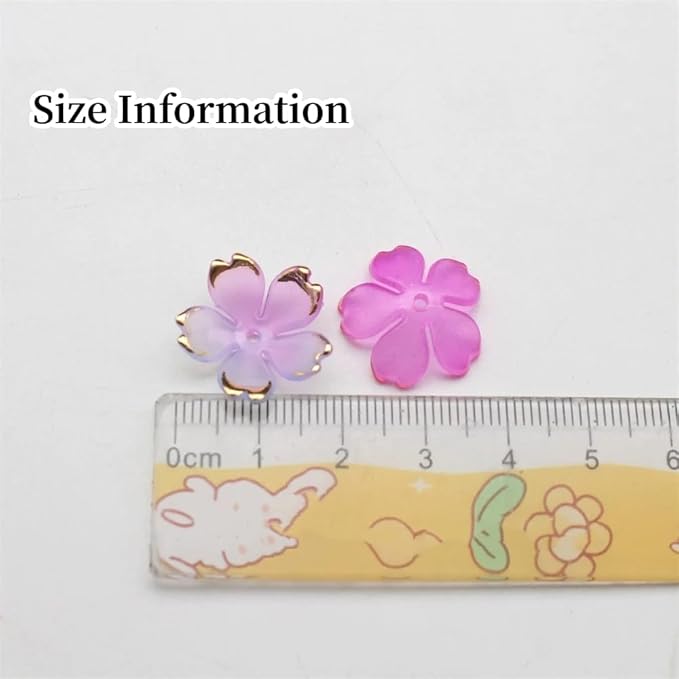 100pcs Acrylic Flower Beads, 19mm Cherry Blossom Plastic Gradient Flower Spacer Beads for DIY Crafts Bracelet Necklace Earrings Jewelry Making(Red Yellow)