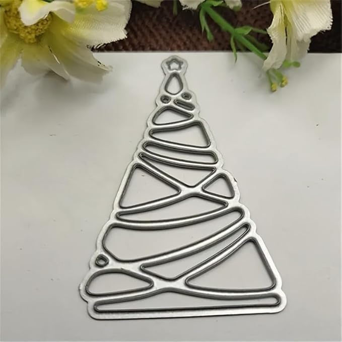 Lapoo Festivals Metal Cutting Die for Scrapbooking - Durable, Cut Stencils for DIY Scrapbook Photo Album Decorative Paper Card, Card Making Supplies, Embossing (Decorated Tree Christmas 2.3 x 1.5 in)