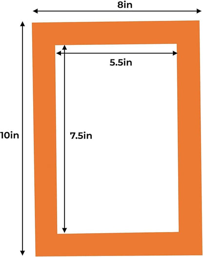 6x8 Mat for 8x10 Frame - Precut Mat Board Acid-Free Show Kit with Backing Board, and Clear Bags Orange 6x8 Photo Matte Made to Fit a 8x10 Picture Frame Matboard for Framing, Pack of 25 Mats