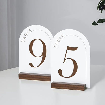 UNIQOOO 20 Pack 4'' Rustic Wood Acrylic Sign Holders | Table Numbers Display Stands | Place Card Holder, Perfect for Retail Shop Wedding Dinner Party Events Decoration