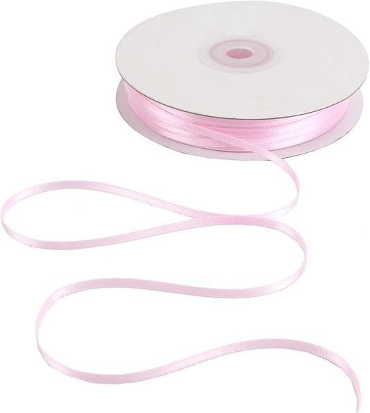 HUIHUANG Solid Color Satin Ribbon 1/8 inch x 100 Yards Roll Ribbon Light Pink Thin 1/8 Satin Ribbon for Crafts Sewing Baby Shower Decor Gift Wrapping (Light Pink)