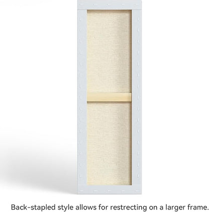 PHOENIX 10x30 Inch 4 Pack Artist Canvas - Large Long Stretched Canvases for Painting - 3/4 Inch Profile, 100% Cotton 11 Oz. Gesso Primed White Blank Professional Canvas Oil & Acrylic Paints