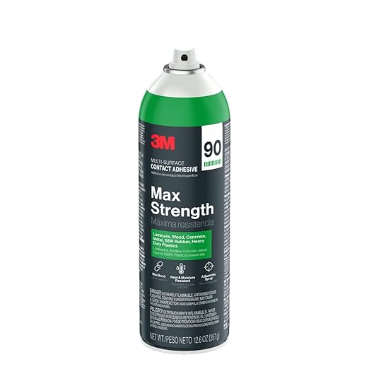 3M Max Strength 90 Contact Adhesive Spray, 12.6 oz (Pack of 12) – Low VOC Heavy Duty Glue with Adjustable Nozzle, Heat & Water Resistant Bond for Metal, Wood, Plastic, Laminate, Concrete