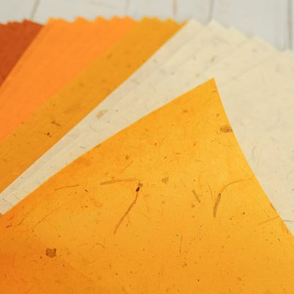 A5 50 Sheets Natural Fiber Mulberry Tree,Banan Bark Mulberry paper Sheets Square Origami Paper Arts Folding Craft, Decoration Paper, Square Folding Paper for DIY Crafts. 8.3" x 5.8" Brown Tone