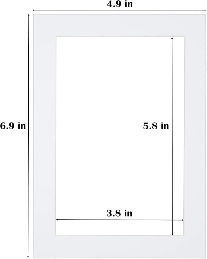 Egofine 11x14 White Picture Mats Pack of 6, Frame Mattes for 8x10 Pictures, Acid Free, 1.2mm Thickness, with Core Bevel Cut