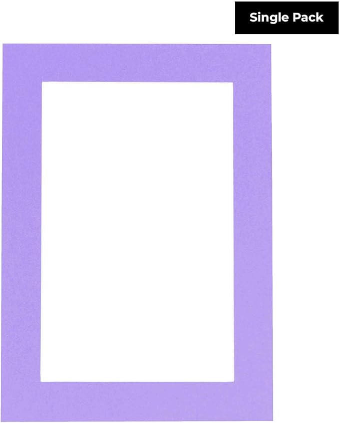 5x7 Mat for 8.5x11 Frame - Precut Mat Board Acid-Free Light Purple 5x7 Photo Matte For a 8.5x11 Picture Frame, Premium Matboard for Family Photos, Show Kits, Art, Picture Framing, Pack of 1 Mat