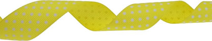Polka Dot Grosgrain Ribbon 25 Yard Each Roll 100% Polyester (1", Yellow)