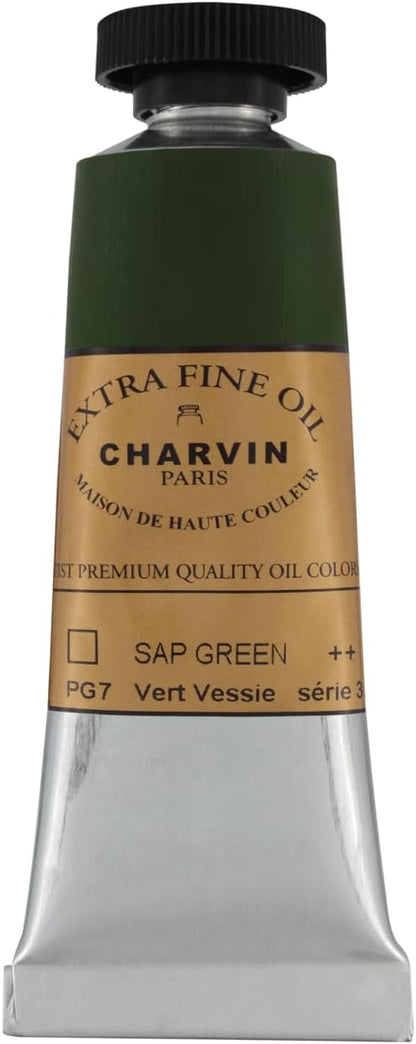Charvin Extra Fine Oil Paint, Sap Green 20 mL - Triple-Milled, Rich Texture, Poppy Oil-Based, Light-Fast, Handmade, Archival Quality