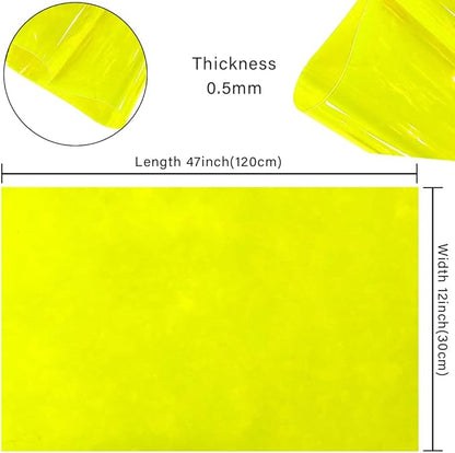 HYANG Yellow Solid Colors Transparent PVC Super Clear Holographic Vinyl 1 Roll 12" x 47" (30cm x 120cm) for DIY Bows Earrings Bags DIY Crafts Making