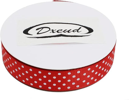 Polka Dot Grosgrain Ribbon 25 Yard Each Roll 100% Polyester (3/4", Red)
