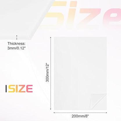 uxcell Acrylic Sheets 12x8 Inch Acrylic Panel 1/8 Inch-3mm Plastic Board for Picture Frames Sign Holders DIY Display Projects Craft, White