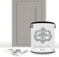 ALL-IN-ONE Paint, Durable cabinet and furniture paint. Built in primer and top coat, no sanding needed. Includes our 30 featured color card - Putty (light taupe), Gallon