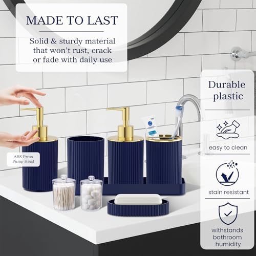 Navy Blue Bathroom Accessories Set - Image 3