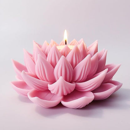 3D Lotus Candle Molds for Candle Making Supplies Flower Silicone Mold for Scented Candles Soap Making DIY Plaster Aromatherapy Candles Home Decor Floral Silicone Molds for Resin Epoxy Cement Gypsum
