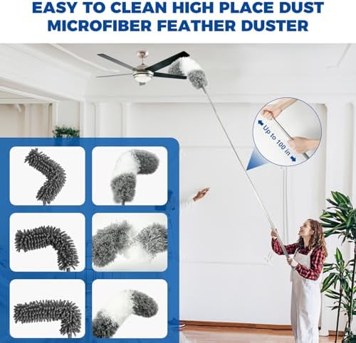 9Pcs Dusters for Cleaning Kit, Extendable Microfiber Duster Tools - Image 2