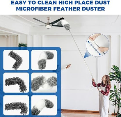 9Pcs Dusters for Cleaning Kit, Extendable Microfiber Duster Tools - Image 2