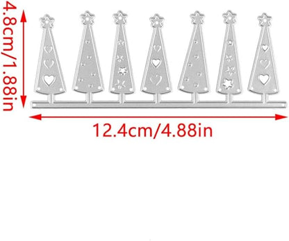 Mvchifay Cutting Dies Happy Birthday Metal Stencils Scrapbooking Tool DIY Emboss Paper Card Making (Christmas Trees-12.4x4.8cm)