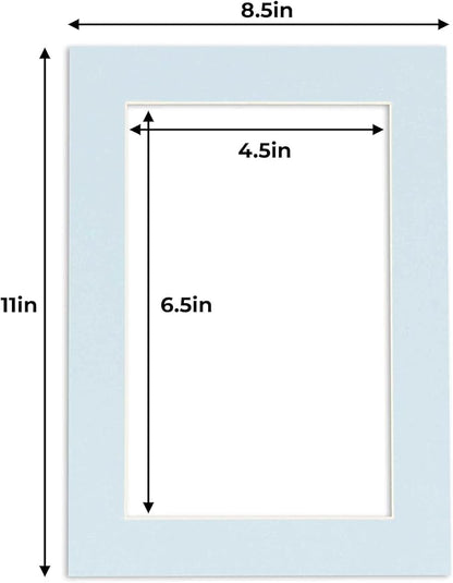 5x7 Mat for 8.5x11 Frame - Precut Mat Board Acid-Free Baby Blue 5x7 Photo Matte Made to Fit a 8.5x11 Picture Frame, Premium Matboard for Family Photos, Show Kits, Art, Picture Framing, Pack of 25 Mats