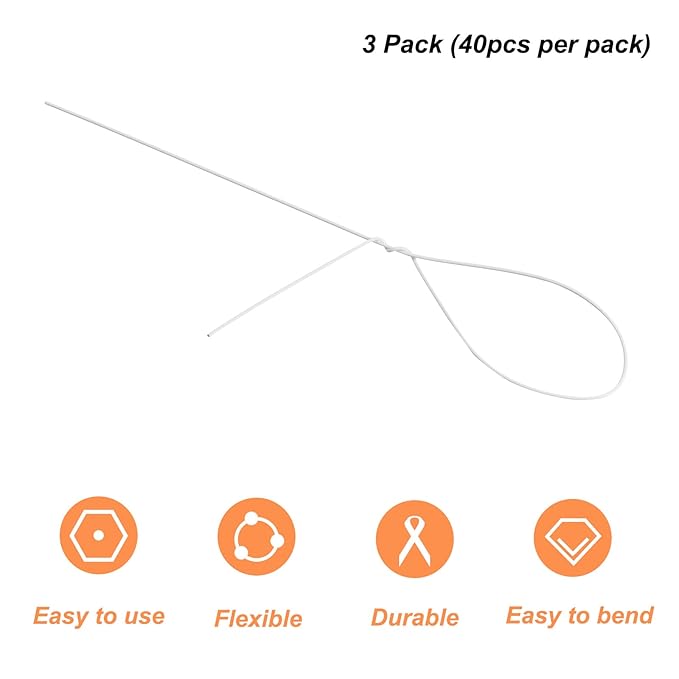 PATIKIL 32 Inch 22 Gauge Floral Stem Wire, 3 Pack/120 Pieces Bouquet Stem Paper Wrapped for DIY Crafts Flower Arrangements, White