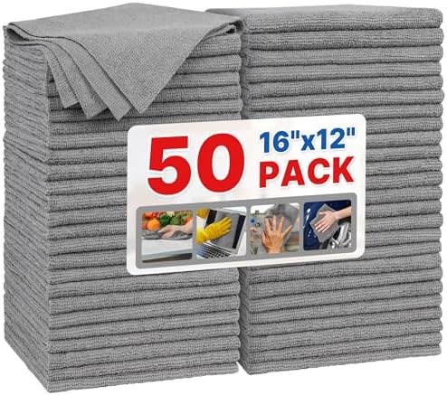 FIXSMITH Grey Microfiber Cleaning Cloth, Reusable Shop Towels, Microfiber Towels by FIXSMITH